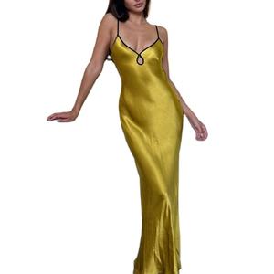 Donna europea e americana primavera e autunno nuova tinta unita Sexy con bretelle legata a corda vestito Slim senza schienale - Product Image 1