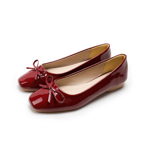 Chaussures plates classiques de haute qualité pour femmes avec nœud, bout carré, super douces, à enfiler, pour le printemps et l'été, motif uni sur le dessus - Product Image 6