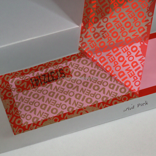 Custom Anti-Counterfeit PET Seal Void Tape Tamper Evident Transfer Sticker for Plastic Packaging Labels Rolled Packed