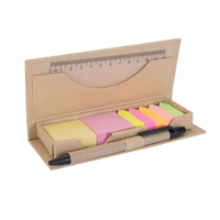 Briefpapier Neues Design Kraft Pappe Notepad Kit Benutzer definiertes Logo Sticky Notepad mit Lineal