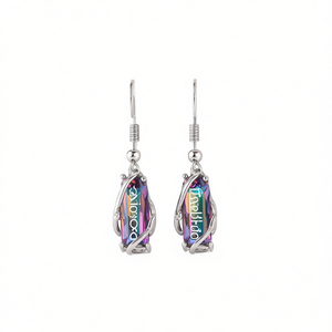 Dorehoo Boucles d'oreilles pendantes en quartz arc-en-ciel, monture griffe en argent 925, forme goutte d'eau, bijoux en cristal tendance pour femme, à porter au quotidien - Product Image 1
