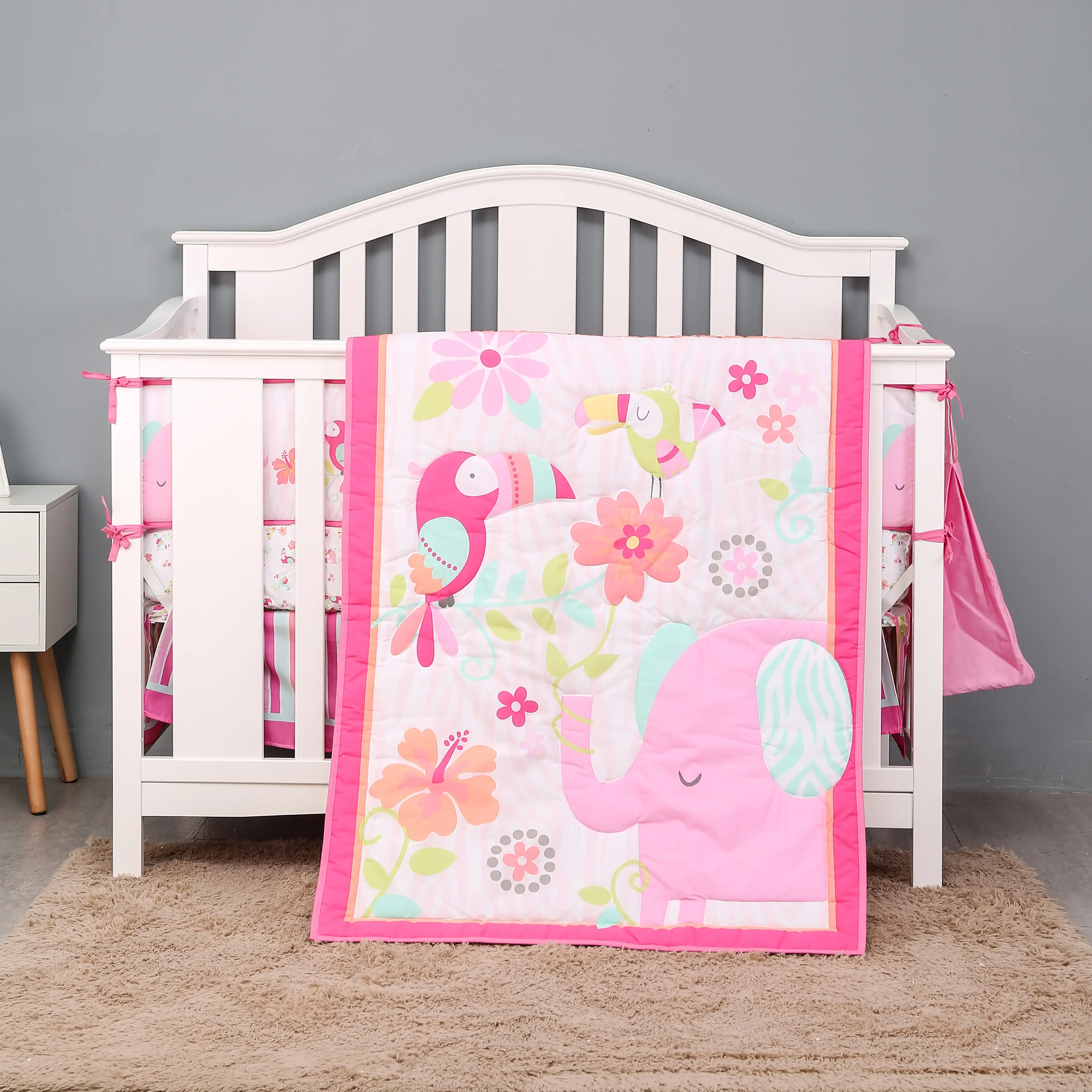 High quality Baby crib 100% cotton children bedding sets cartoon 3pcs bed sheet bed linen set baby crib bedding sets