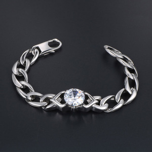 Pulsera de Acero de Titanio con Diamantes, Corte Brillante Redondo, 21.5 cm, para Uso Diario Femenino, CE333 - Product Image 2