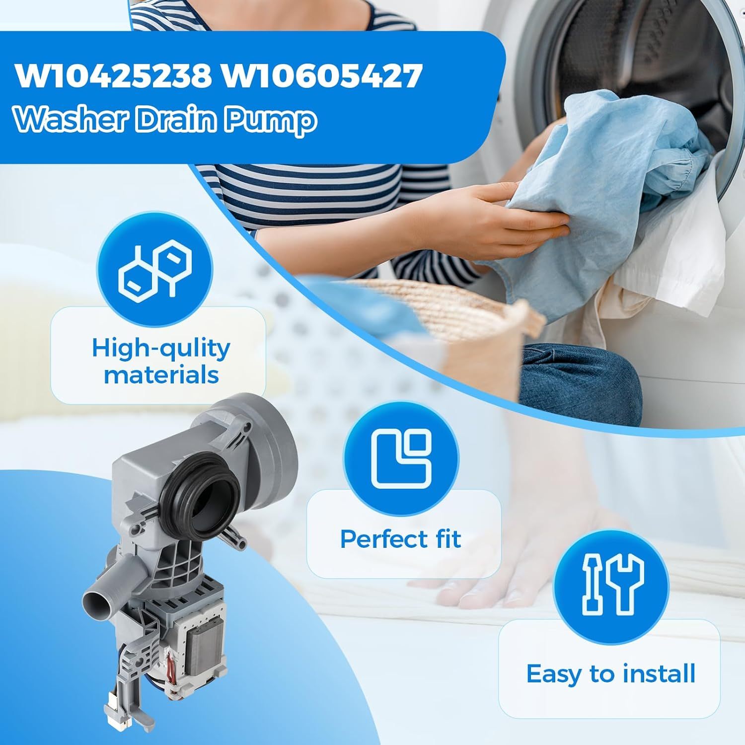Pompa Di Scarico Per Lavatrice Whirlpool &ndash; Ricambio Usato W10799064 W10425238 WPW10605427