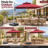 Parasol cantilever LED 3x4M avec mât en aluminium de 120MM, tissu teint en fil de 260g, parasol de terrasse décalé 10x13FT pour la vente en gros