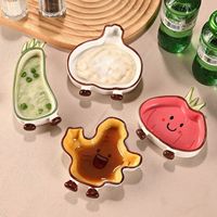 Lelyi INS Cartoon Niedliche Keramikschale in Form von Frühlingszwiebeln, Ingwer und Knoblauch, Kreative Hochwertige Mädchenhafte Verspielte Dip-Sauce-Schale