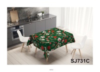 Nappe à imprimé Père Noël et flocon de neige festif - Tissu résistant à l'huile, durable pour les repas de Noël et la décoration de fête