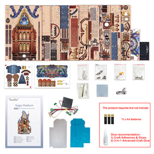 Tonecheer plate-forme <span class=keywords><strong>magique</strong></span> <span class=keywords><strong>baguette</strong></span> <span class=keywords><strong>magique</strong></span> et tactile activé double mode LED en bois 3D Puzzle Book Nook pour magicien amoureux boutique de cadeaux - Product Image 6