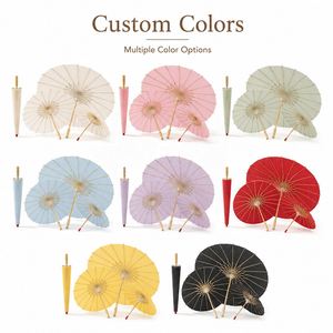 Parapluie en bois personnalisé, mini parapluies en papier blanc, parasol pour mariage - Product Image 3