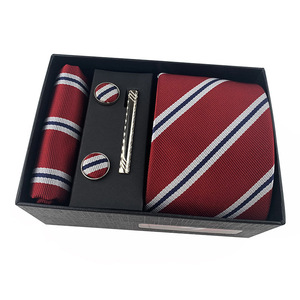 Cravates classiques <span class=keywords><strong>pour</strong></span> hommes, cravate élégante <span class=keywords><strong>pour</strong></span> hommes, cravates en jacquard tissées, costume de soirée avec pochette, boutons de manchette, pince à cravate avec boîte - Product Image 1
