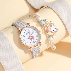 Reloj de Moda para Mujer, Nuevo, con Caja de Aleación, Resistente al Agua 3BAR, Cierre Oculto con Botón, Movimiento Digital, Esfera XSVO, Diseño Lindo de Conejito con Cuentas - Product Image 1