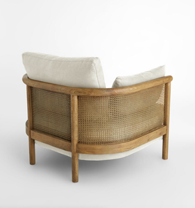 Sillón Sydney de Mimbre con Asiento Confortable para Sala de Estar de Lujo, Estilo <span class=keywords><strong>A</strong></span>ños 60, Inspirado en <span class=keywords><strong>Interiores</strong></span> Sassanid OEM, Lino Lavado - Product Image 4