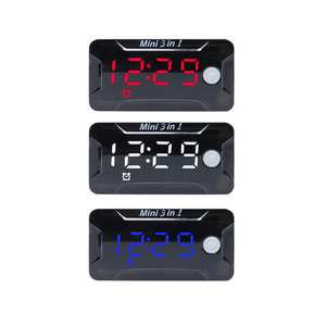 DC8V-72V 12V <span class=keywords><strong>Mini</strong></span> 3 en 1 <span class=keywords><strong>moto</strong></span> voiture horloge électronique montre étanche anti-poussière thermomètre LED affichage numérique voltmètre - Product Image 1