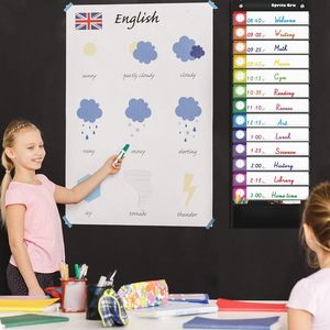 Tabla de horarios diarios con 13 bolsillos, tarjetas reutilizables, gestión del tiempo, uso en el aula - Product Image 6