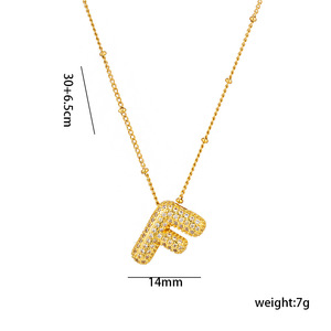 26 Buchstaben Initial Anhänger Halskette Neue A-Z Zirkon Bling Kupfer Initialen 18 Karat Gold Perlenkette Vintage Style Messing zum Jubiläum - Product Image 6