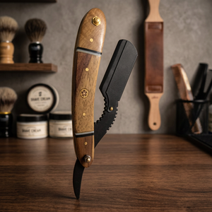 Maclura New Arrival Wooden Handle <b>Single</b> <b>Blade</b> <b>Razor</b> With Black <b>Blade</b> For Shaving - Product Image 3