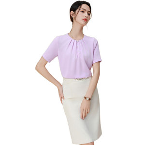 Women's Short Sleeve Satin Shirt Button Down Elegant Candy Color Top For Everyday Wear - Product Image 5
