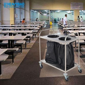 Heavybao Populaire Cantine En Acier Inoxydable Avec Sac Poubelle Chariot Sac À Déchets Nettoyage Chariot Pour Restaurant - Product Image 1