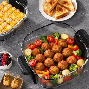 Friteuse à air domestique 2025, nouvelle génération, best-seller, double pot en verre, grand pot, petit pot, autorisée au réfrigérateur - Product Image 5