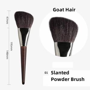 HMU DIY Ensemble de <span class=keywords><strong>pinceaux</strong></span> de maquillage pour le visage à poils de chèvre naturels et manches en bois, incluant un pinceau contour incliné pour poudre - Product Image 2