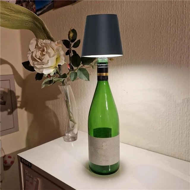 Wholesale Eco-Friendly Simple Flexible Cordless Wine Bottle Table Lamps LED Rechargeable Battery Touch Control Dimmable
