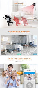 1080P Thông Minh Hệ Thống An Ninh Hai-Cách Âm Thanh Mini Trong Nhà Không Dây <span class=keywords><strong>IP</strong></span> Máy Ảnh Có Tính năng CMOS Cảm Biến Tùy Chọn Cho Bộ Nhớ/Đám Mây/Thẻ SD - Product Image 4