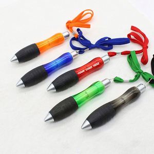 <b>Retractable</b> Short Fat Ballpoint With Lanyard and Black Leather Pouch, Custom Logo Multifunctional Promotional <b>Pen</b> - Product Image 1