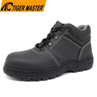 Zapatos de Seguridad para Minería Tiger Master, Negros, de Cuero Resistente, con Suela de Goma Antideslizante y Resistente al Aceite, Puntera de Acero CE, Placa Intermedia de Acero, para Hombre