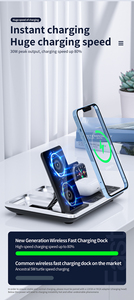 Nhanh Chóng Không Dây Sạc Trạm Đối Với <span class=keywords><strong>Samsung</strong></span> Cho Iphone 4 Trong 1 Không Dây Từ Tính Sạc <span class=keywords><strong>Dock</strong></span> Với Đồng Hồ Kỹ Thuật Số Cảm Ứng Tự Động - Product Image 6