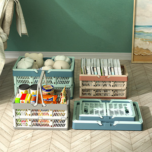 Складная корзина для хранения NBD8002 из экологически чистого пластика прямоугольной формы с ручками для пикника, путешествий, автомобиля, хранения закусок, фруктов и игрушек - Product Image 3