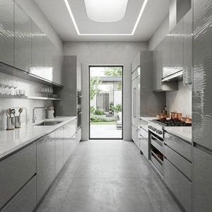 Ensemble de meubles de cuisine modernes en kit de Chine, sur mesure, de luxe, en bois et verre, avec robinet de cuisine - Product Image 3