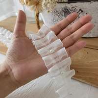 ZSY 4cm Organza plissé ruban Rosette dentelle garniture décorative feuille de Lotus ondulé fleur dentelle pour bricolage gâteau boîte commande Minimum 5 Yards