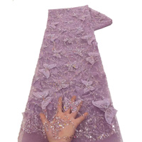 Tissus en dentelle à paillettes NI.AI élégants, tissus en dentelle à paillettes 3D de luxe, tissus en dentelle à paillettes papillon