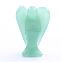 Vente en gros de 1.5 pouces pierre de poche artisanat de guérison ange pierre précieuse anges en cristal fabriqués à la main pendentif sculpture
