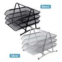 SHIRLEY YA Organisateur de bureau professionnel en métal de haute qualité à 3 niveaux, avec plateau coulissant pour documents et lettres, accessoires