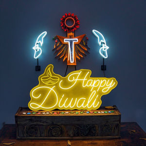 ป้ายไฟเทศกาลดีวาลีรูปโคมน้ำมัน ไฟ LED ตกแต่งรูปพระ<span class=keywords><strong>พิฆเนศ</strong></span> เทศกาลดีวาลี <span class=keywords><strong>พระ</strong></span>เจ้าฮินดู เทศกาลแห่งแสงสว่าง - Product Image 3