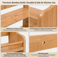 Étagère à épices à trois niveaux en bambou naturel OEM/ODM, support pour pots à épices, étagère de rangement pour épices, étagère de rangement domestique, avec