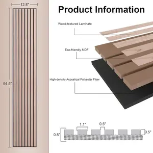 Painéis de parede acústicos de ripas de madeira para decoração de interiores à prova de som eficaz