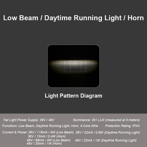 Luz Diurna <span class=keywords><strong>LED</strong></span> para <span class=keywords><strong>Bicicleta</strong></span> Eléctrica de 36V/48V 351LUX IPX4 Impermeable con Luz de Cruce y Bocina - Product Image 3