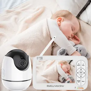 Factory OEM VOX Mode Crying Detection Built-in Lullabies Video Surveillance 5 Inch Wireless Nanny Camera Baby Monitor