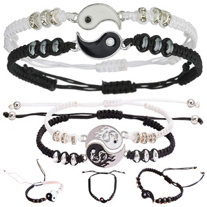 Tai Chi Yin Yang Gossip Charm Bracelet Couple Bijoux Réglable Tissé À <span class=keywords><strong>La</strong></span> Main Corde Bracelets pour Les Amoureux Saint Valentin Cadeau - Product Image 1