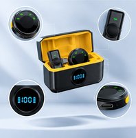 Microphone cravate dynamique omnidirectionnel 2.4G 50M 20Hz-20kHz 60dB SNR à réduction de bruit pour smartphones, batterie 500mAh