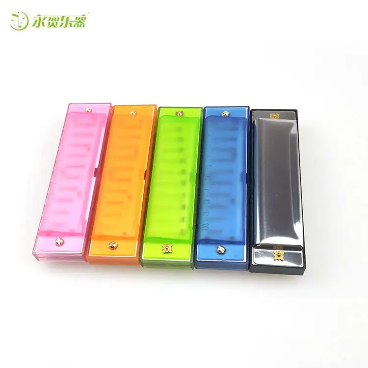 Wholesale Children Education Musical Plastic wind Instruments harmonica 10 holes Mini Color Professional Harmonica