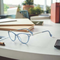 Nouvel arrivage de monture de lunettes décoratives pour femmes Oeil de chat TR90 monture optique haut de gamme lunettes en cristal multicolore monture de lunettes optique