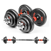 Ensemble d'haltères réglables en fonte de haute qualité de 30 kg avec barre de connexion et plaques d'haltères pour l'exercice à domicile, équipement de fitness, boîte cadeau