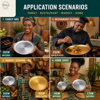 Ensemble de 7 assiettes en acier inoxydable, 7 tailles, assiettes de service dorées et argentées pour barbecue coréen, restaurant, service de nourriture à domicile