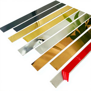 Bandes plates en acier inoxydable autocollantes, miroir, rose, noir, titane, bord froid, lignes décoratives, découpe personnalisée - Product Image 1