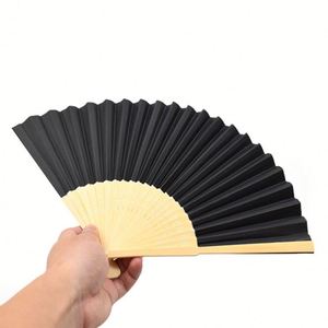 Wholesale Black Blank <b>Paper</b> Folding Fan DIY Painting Bamboo Hand Fan With Custom LOGO - Product Image 4