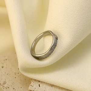 Japanese Korean Style Cross Stud Diamond <b>Titanium</b> Steel <b>Ring</b> Women 316 Stainless Steel Jewelry Gift Geometric Design - Product Image 1