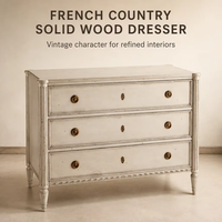 Commode en bois massif durable de style campagnard français, armoire de rangement rétro vieillie pour chambre à coucher, maison, salon
